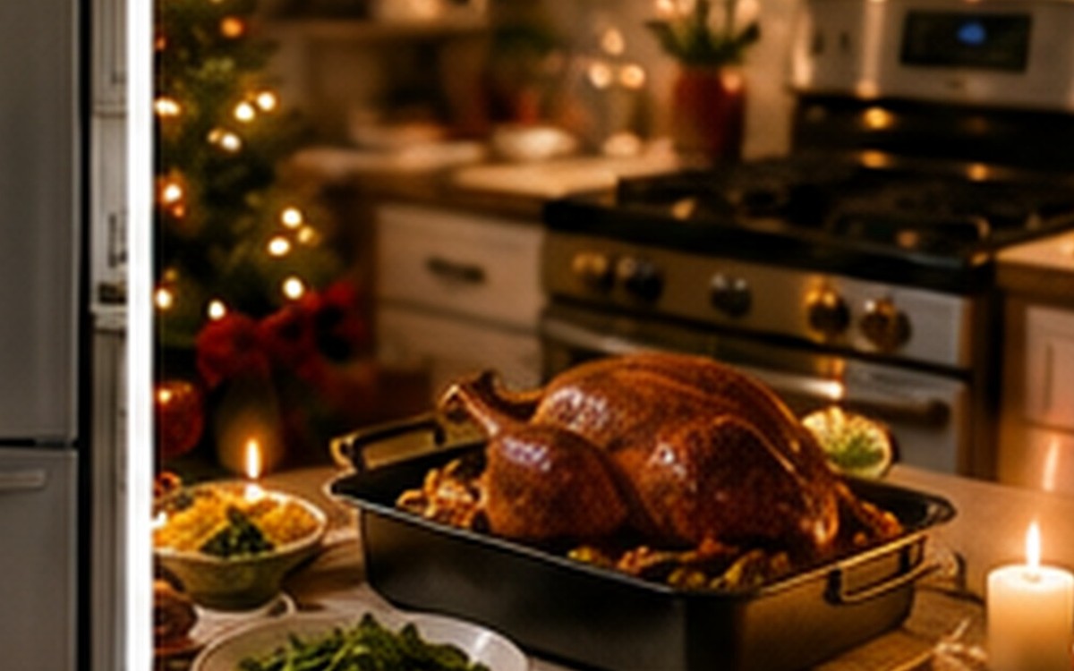 A warm kitchen scene during holiday cooking